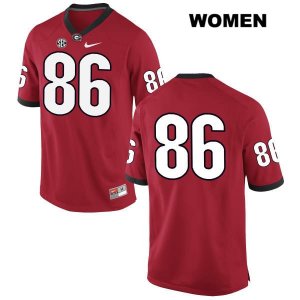 Women's Georgia Bulldogs NCAA #86 John FitzPatrick Nike Stitched Red Authentic No Name College Football Jersey GIQ6254PI